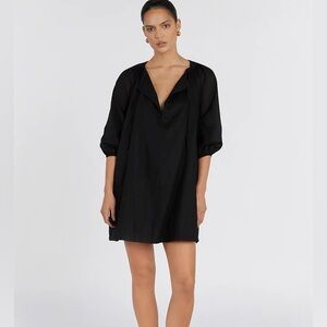 DISSH NADIA BLACK LINEN SMOCK DRESS. NWT